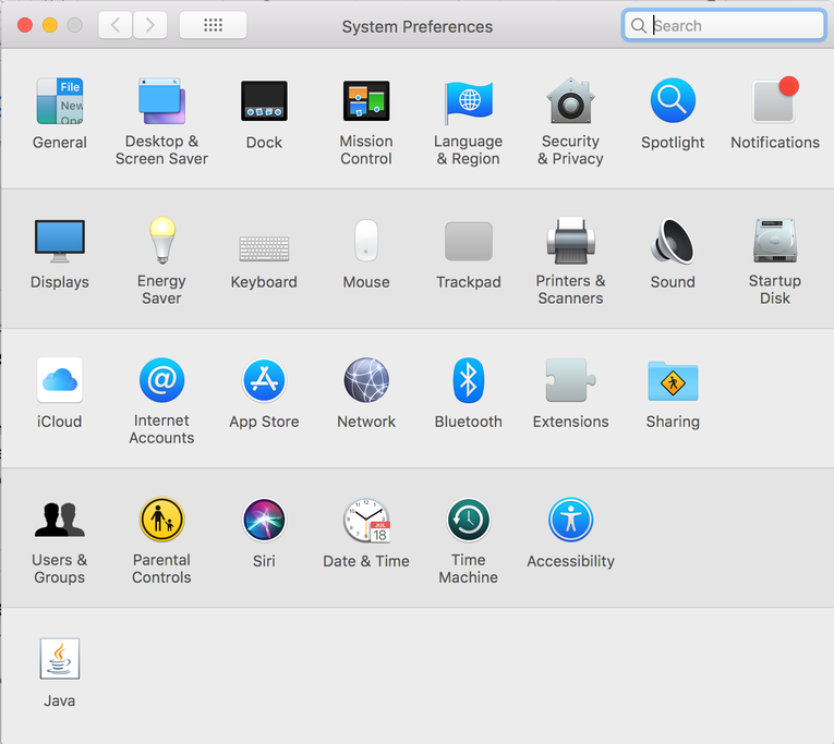 System Preferences Window